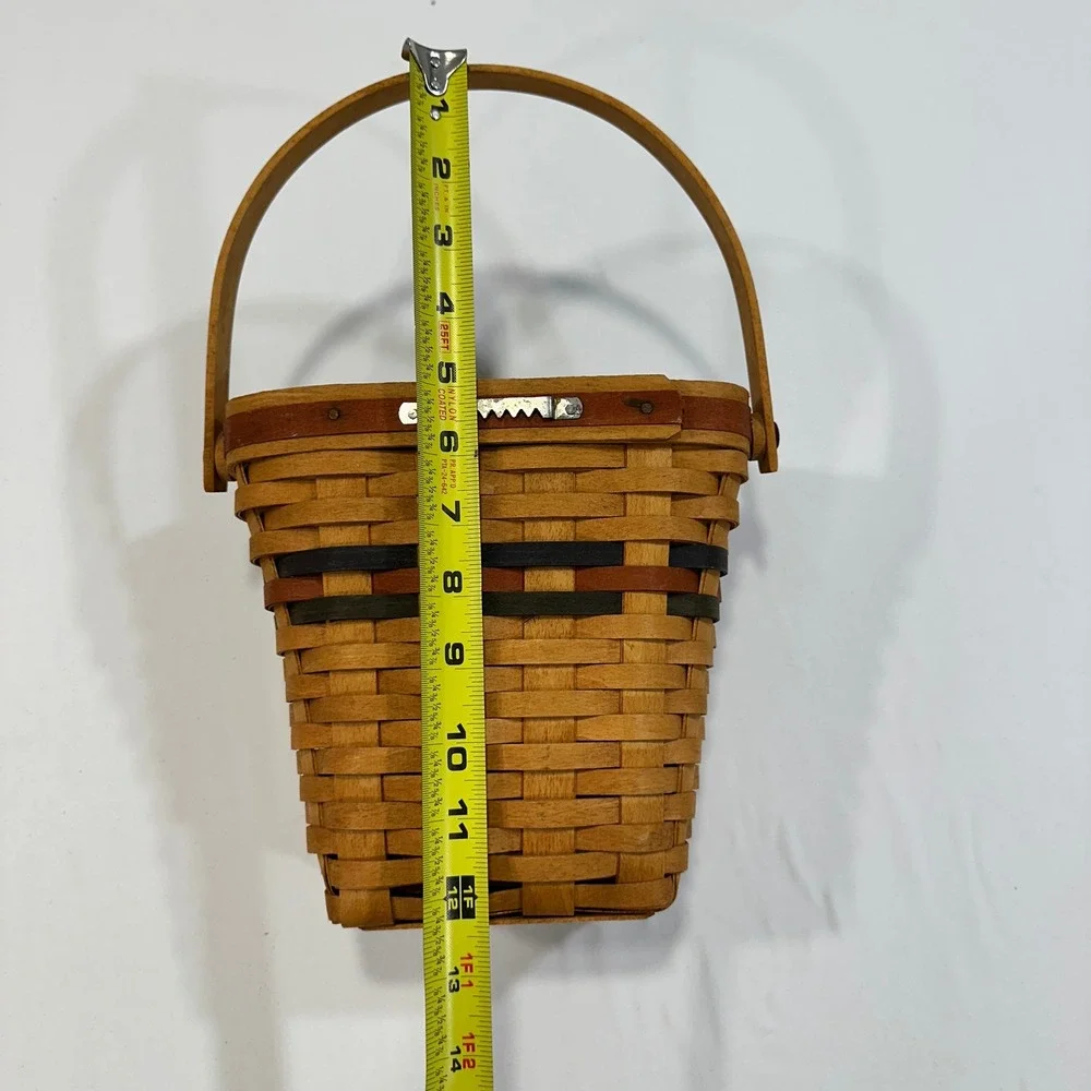 Longaberger Handwoven Wall Hanging‎ Basket 1993 Brown Navy Accents | Farmhouse